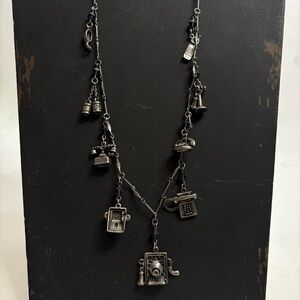SWEET ROMANCE Telephone History Cellphone Vintage Style Silver Charm Necklace